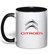 Чашка з кольоровою ручкою Citroen logo Чорний фото