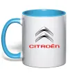 Чашка з кольоровою ручкою Citroen logo Блакитний фото
