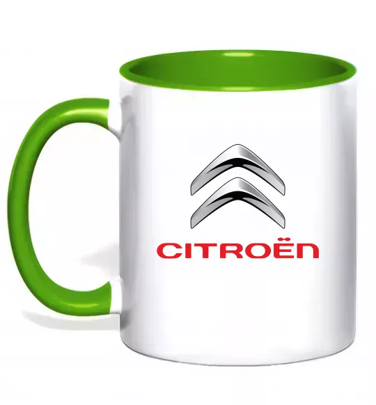 Чашка з кольоровою ручкою Citroen logo Зелений фото