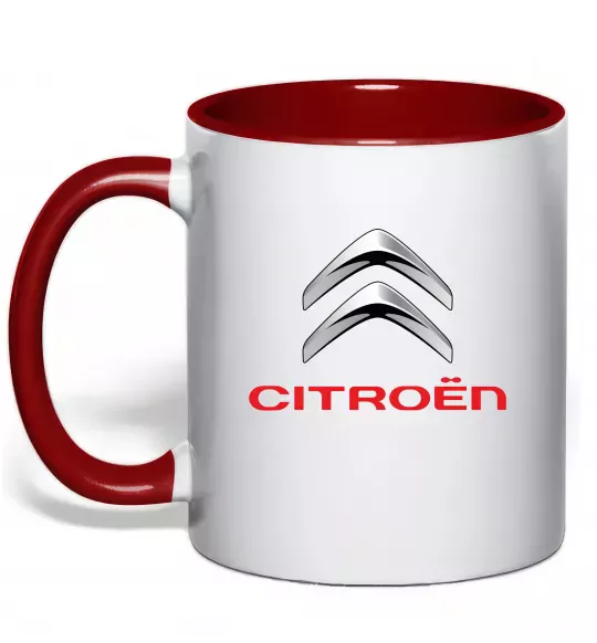 Чашка з кольоровою ручкою Citroen logo Червоний фото