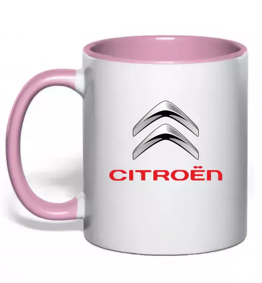 Чашка з кольоровою ручкою Citroen logo Ніжно рожевий фото