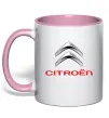 Чашка з кольоровою ручкою Citroen logo Ніжно рожевий фото