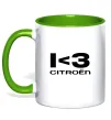 Чашка с цветной ручкой I <3 Citroen Лаймовый фото