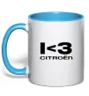 Чашка з кольоровою ручкою I <3 Citroen Блакитний фото