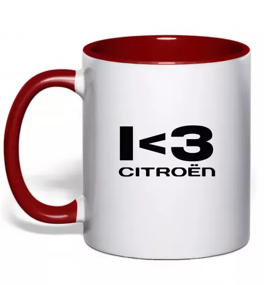 Чашка з кольоровою ручкою I <3 Citroen Червоний фото