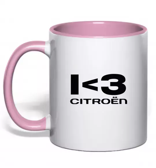 Чашка з кольоровою ручкою I <3 Citroen Ніжно рожевий фото