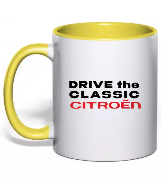 Чашка з кольоровою ручкою Drive the classic Citroen Сонячно жовтий фото