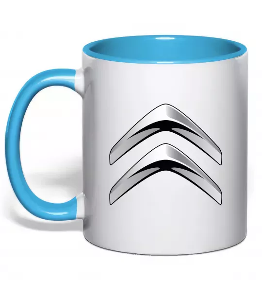 Чашка з кольоровою ручкою Logo Citroen Блакитний фото