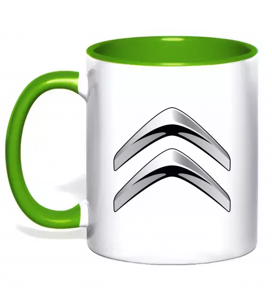 Чашка з кольоровою ручкою Logo Citroen Зелений фото