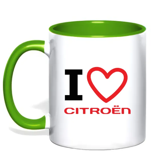 Чашка с цветной ручкой Love Citroen Лаймовый фото