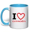 Чашка з кольоровою ручкою Love Citroen Блакитний фото
