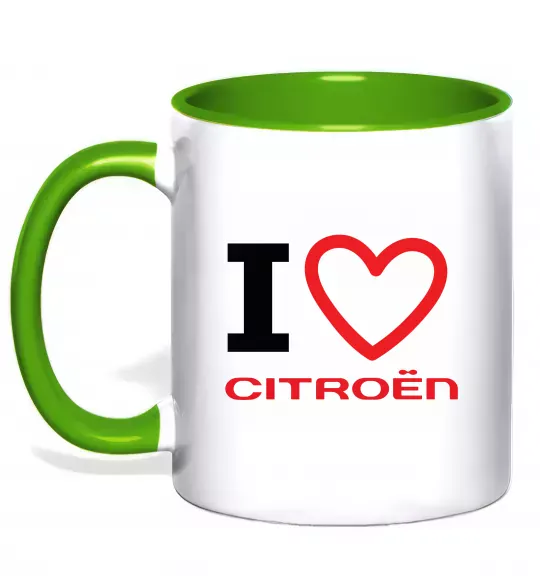 Чашка з кольоровою ручкою Love Citroen Зелений фото
