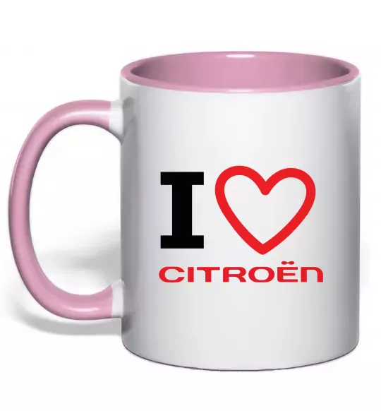 Чашка з кольоровою ручкою Love Citroen Ніжно рожевий фото