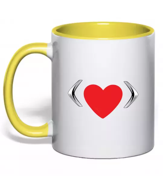 Чашка з кольоровою ручкою Citroen heart Сонячно жовтий фото