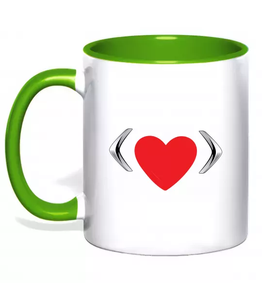 Чашка з кольоровою ручкою Citroen heart Зелений фото