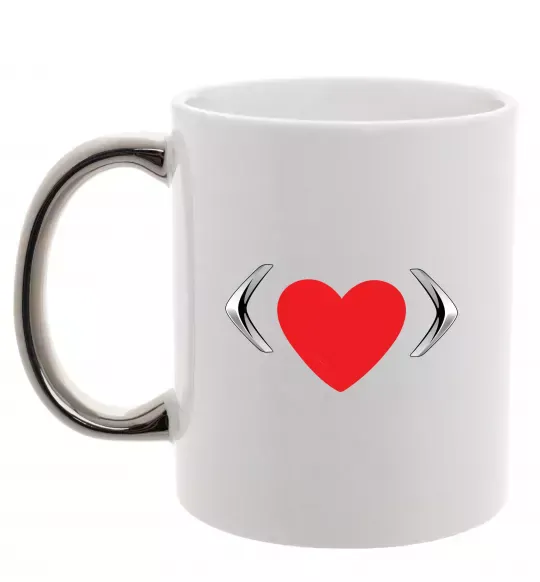 Чашка з кольоровою ручкою Citroen heart Срібло фото