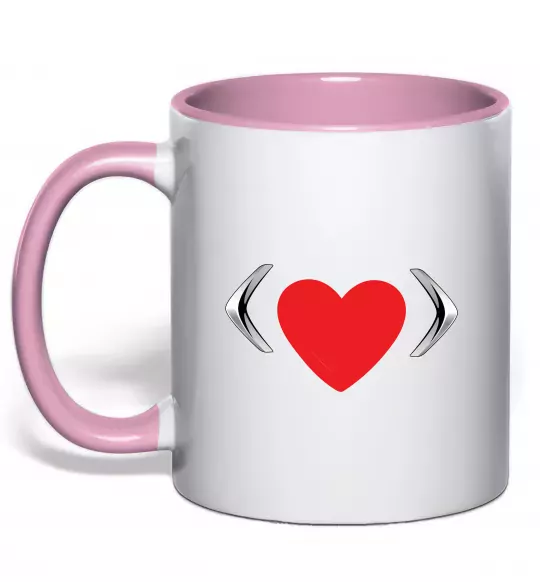 Чашка з кольоровою ручкою Citroen heart Ніжно рожевий фото