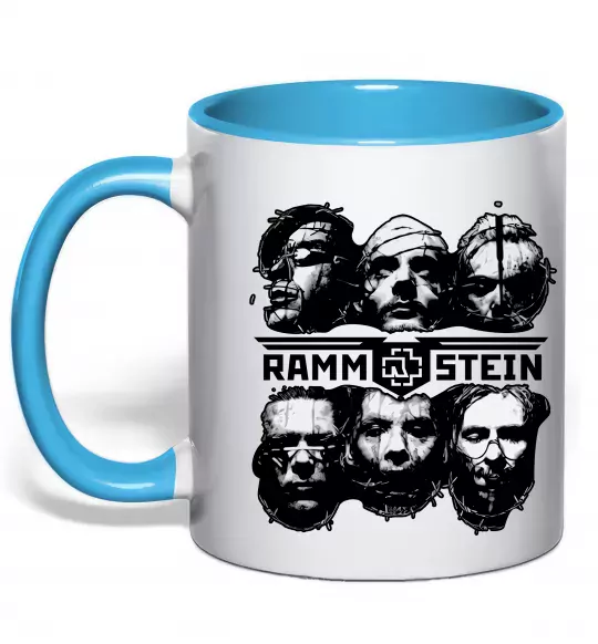 Чашка з кольоровою ручкою Rammstein Блакитний фото