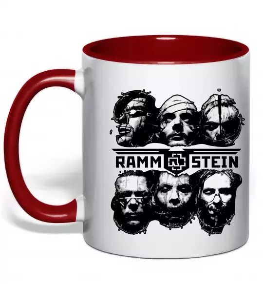 Чашка з кольоровою ручкою Rammstein Червоний фото