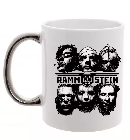 Чашка з кольоровою ручкою Rammstein Срібло фото