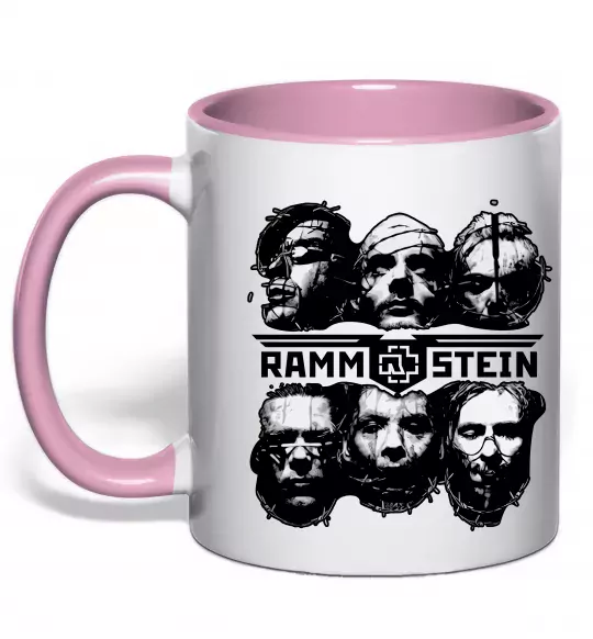 Чашка з кольоровою ручкою Rammstein Ніжно рожевий фото