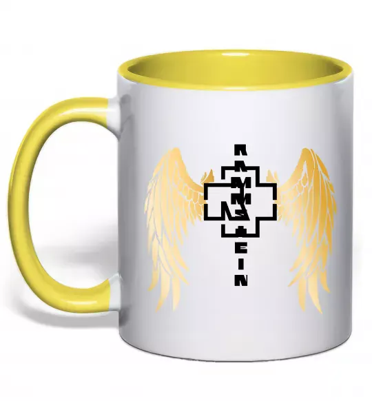 Чашка с цветной ручкой Rammstein wings Солнечно желтый фото