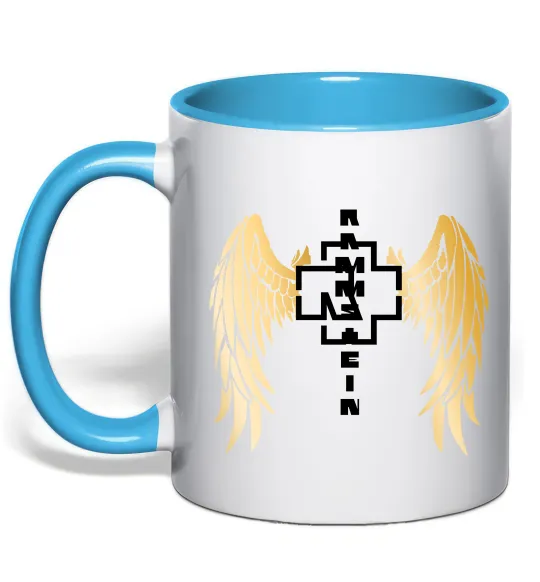 Чашка с цветной ручкой Rammstein wings Голубой фото