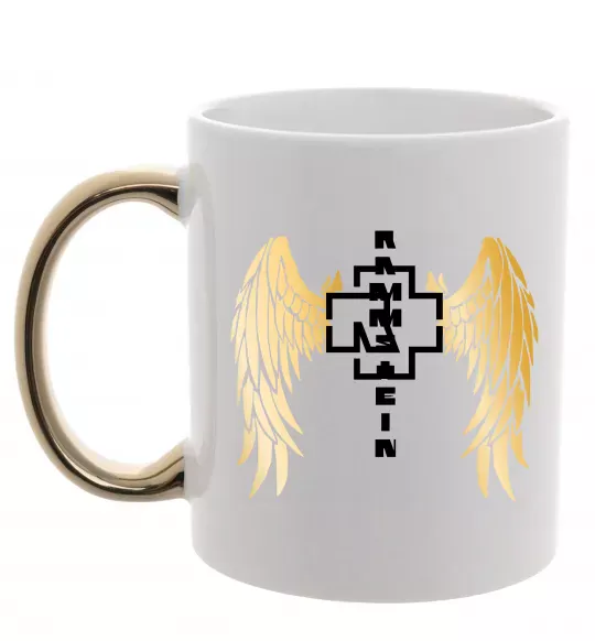 Чашка с цветной ручкой Rammstein wings Золото фото