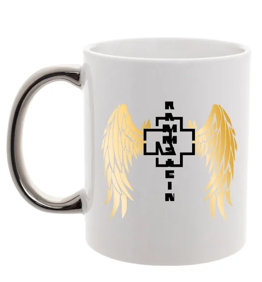 Чашка с цветной ручкой Rammstein wings Серебро фото