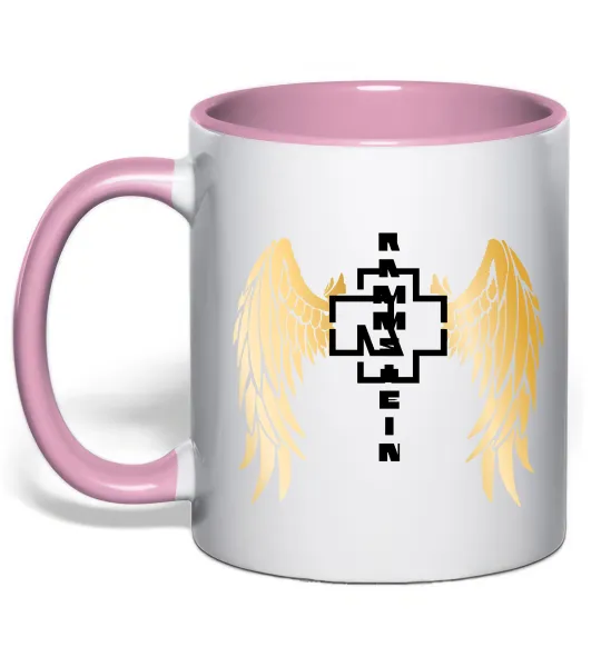 Чашка с цветной ручкой Rammstein wings Нежно розовый фото
