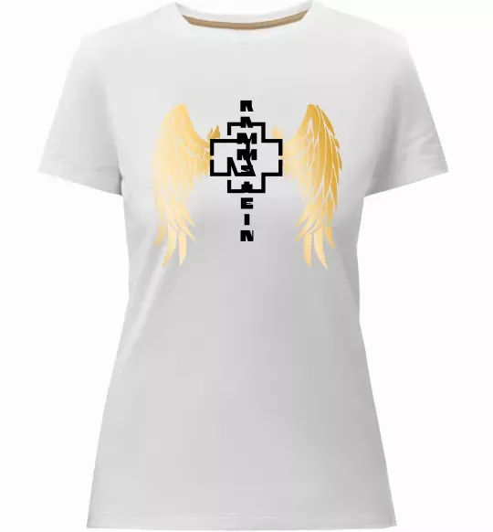 Жіноча преміум футболка Rammstein wings Білий фото