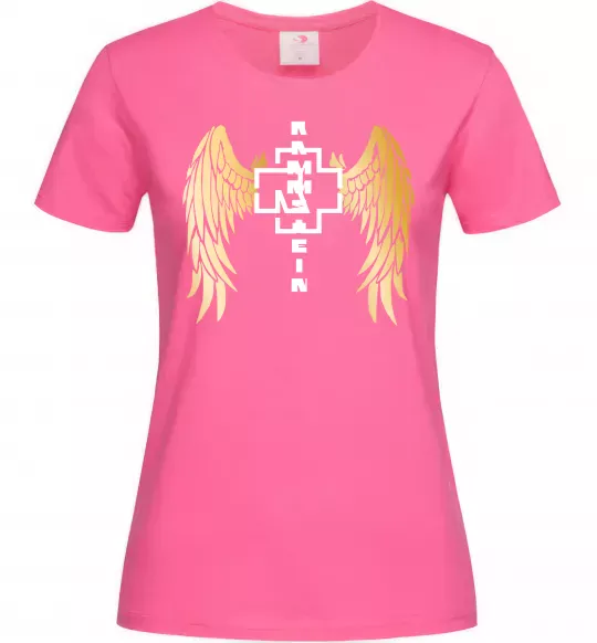 Жіноча футболка Rammstein wings Яскраво-рожевий фото