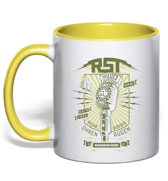 Чашка з кольоровою ручкою Rammstein Radio Лимонний фото