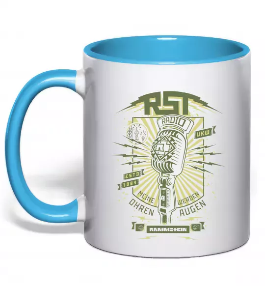 Чашка с цветной ручкой Rammstein Radio Голубой фото