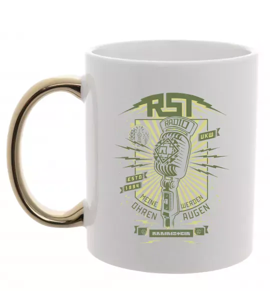 Чашка с цветной ручкой Rammstein Radio Золото фото
