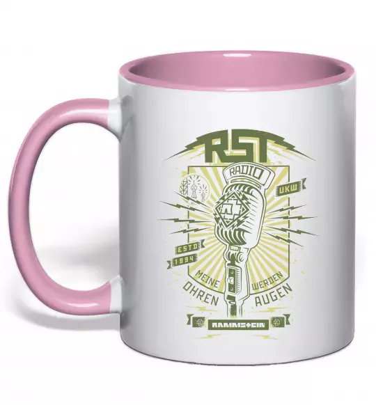 Чашка с цветной ручкой Rammstein Radio Нежно розовый фото