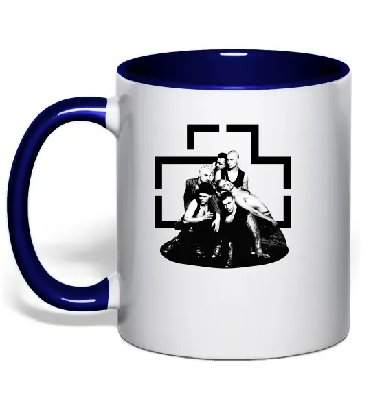 Чашка з кольоровою ручкою Rammstein members Глибокий темно-синій фото