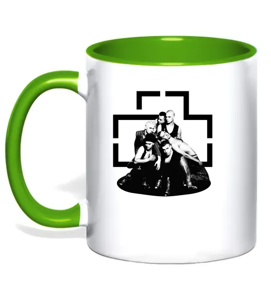 Чашка с цветной ручкой Rammstein members Лаймовый фото