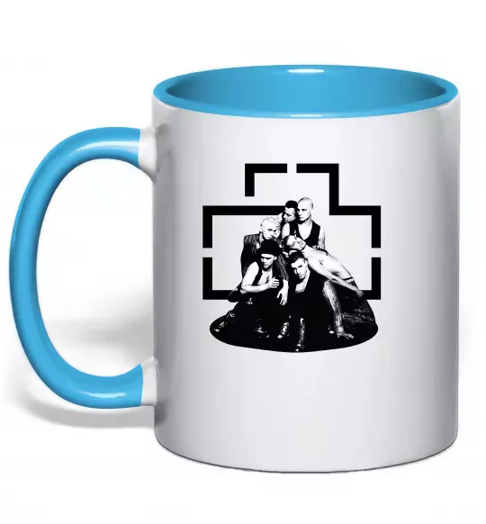 Чашка з кольоровою ручкою Rammstein members Блакитний фото