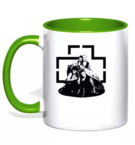 Чашка з кольоровою ручкою Rammstein members Зелений фото