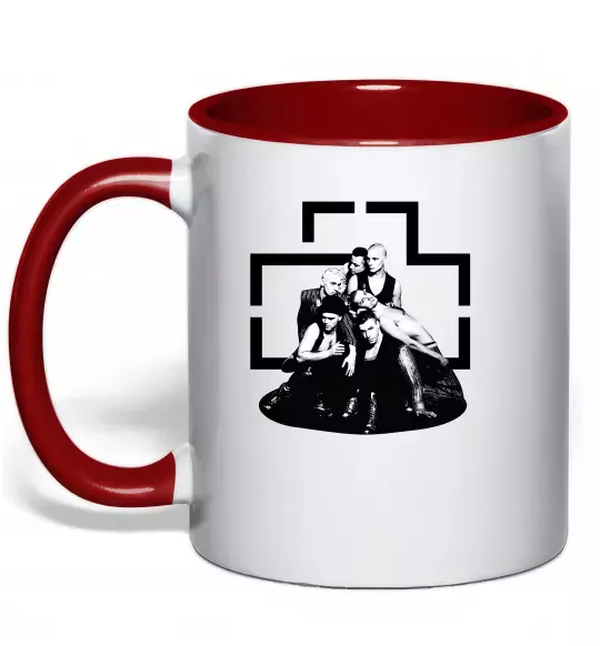 Чашка з кольоровою ручкою Rammstein members Червоний фото