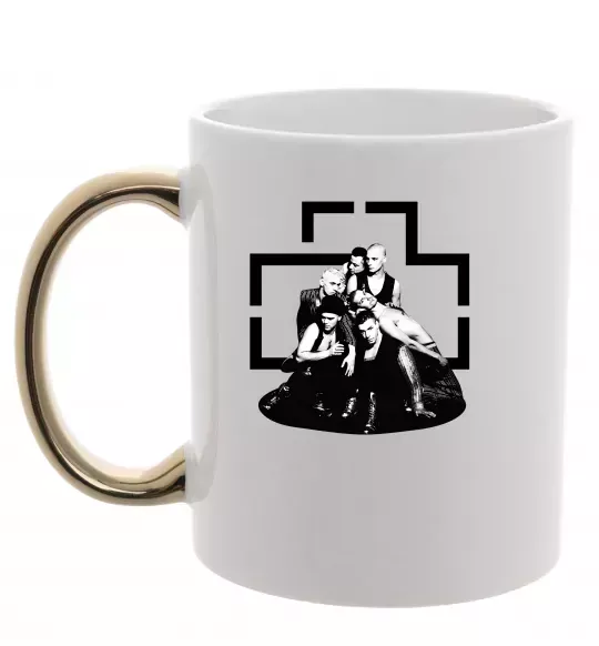 Чашка з кольоровою ручкою Rammstein members Золото фото