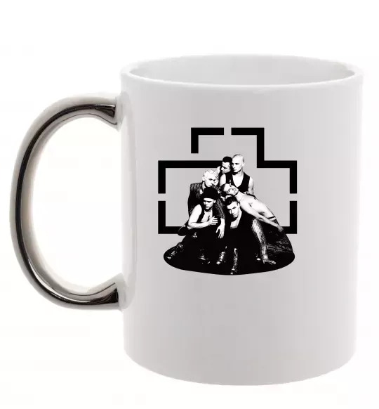 Чашка з кольоровою ручкою Rammstein members Срібло фото