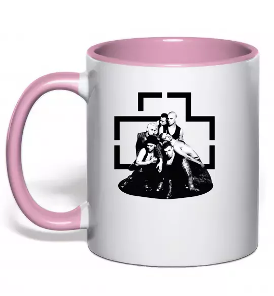 Чашка з кольоровою ручкою Rammstein members Ніжно рожевий фото