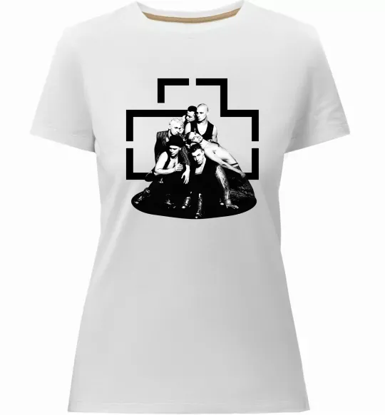 Жіноча преміум футболка Rammstein members Білий фото