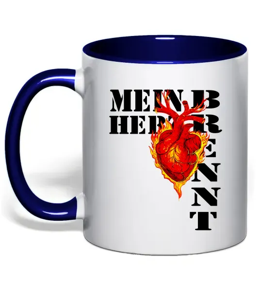 Чашка с цветной ручкой Mein Herz Brennt Глубокий темно-синий фото