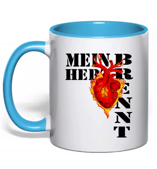 Чашка с цветной ручкой Mein Herz Brennt Голубой фото