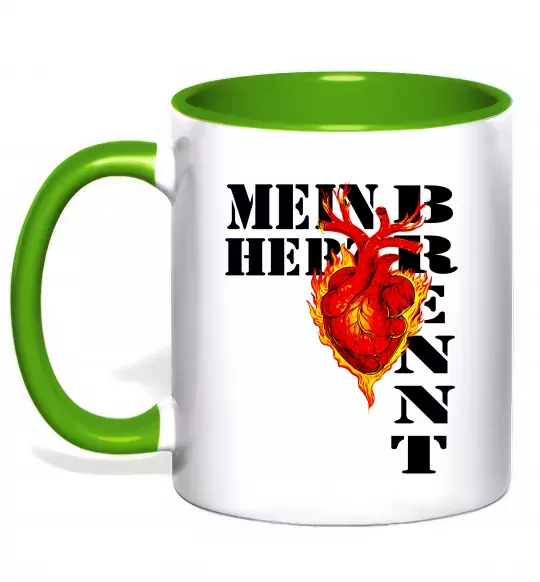 Чашка с цветной ручкой Mein Herz Brennt Зеленый фото