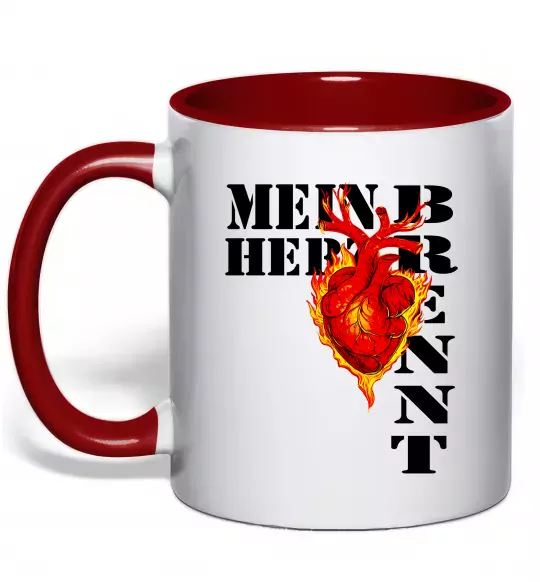 Чашка с цветной ручкой Mein Herz Brennt Красный фото