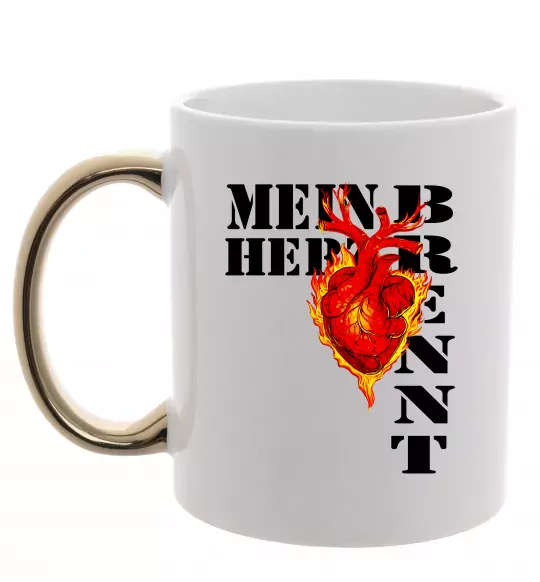 Чашка с цветной ручкой Mein Herz Brennt Золото фото